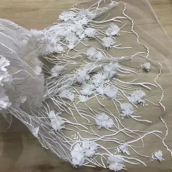 

WHITE Color 3D Flower African French Net Lace Fabric With Beads Noble Style Applique Guipure Mesh Tulle Wedding Party Lace