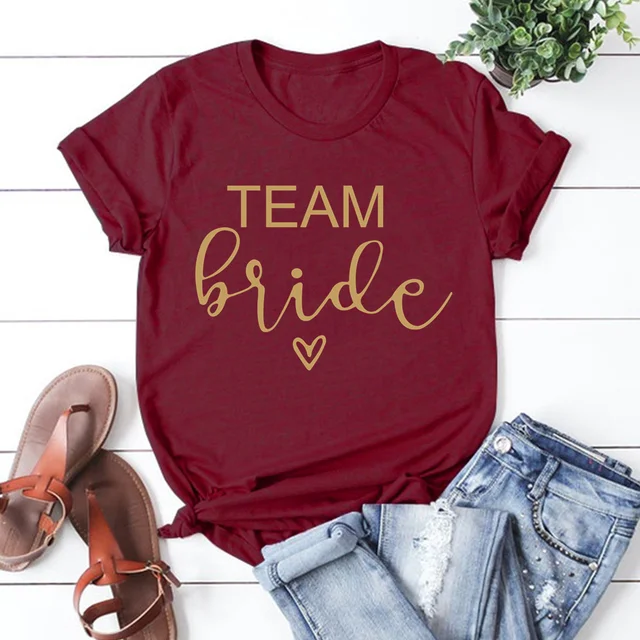 bachelorette team bride t shirt estonian wedding party ulzzang t-shirt cato women's tea bride short women tops drop ship Wine red-1