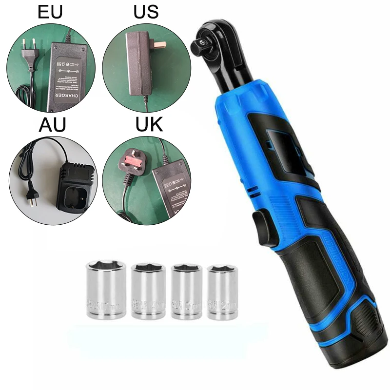

12V 3/8" Cordless Electric Ratchet Wrench With Charger 2000mAh Li-Ion Battery Woodworking Sleeves Tools