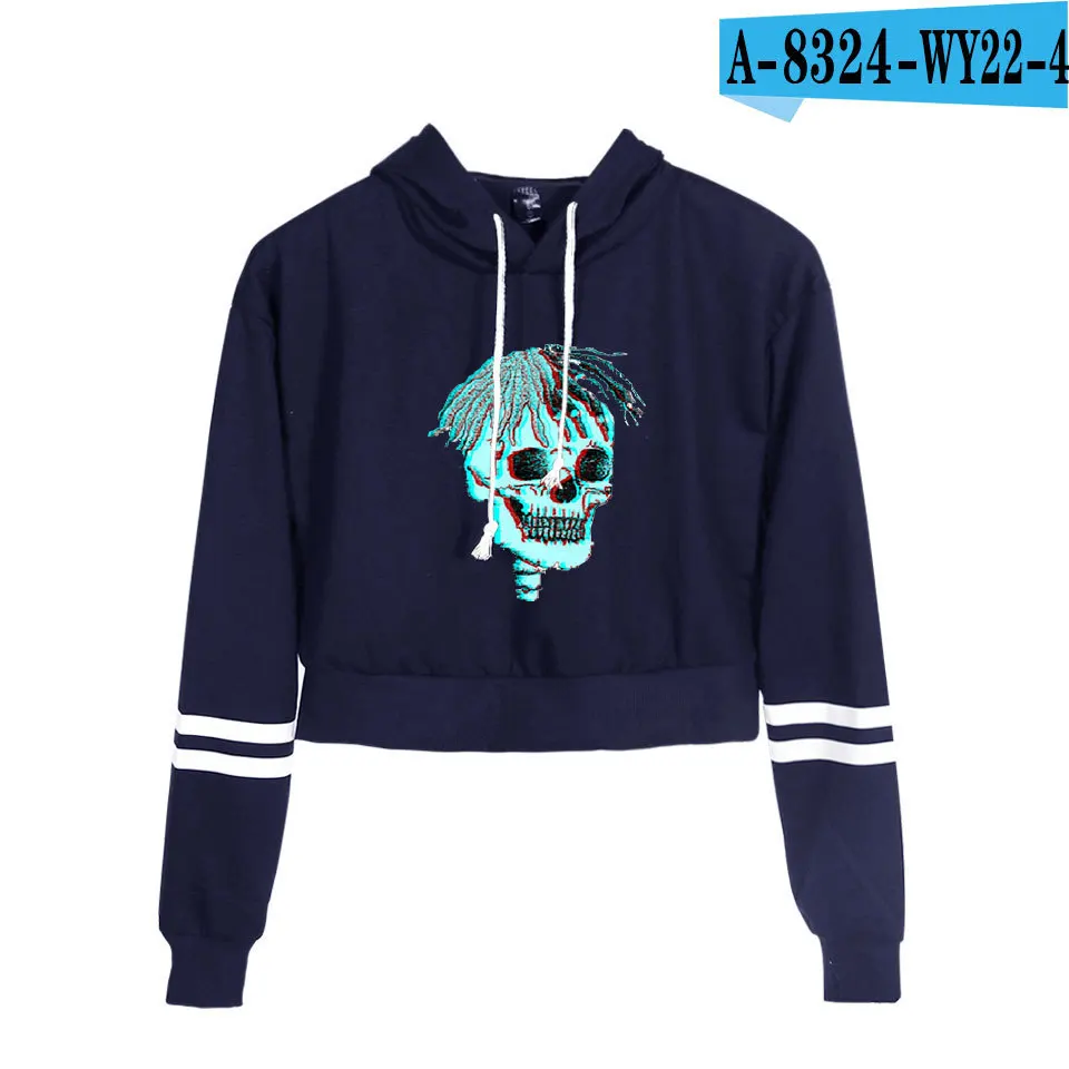 A8324-4 Модный принт sudadera xxtentacion толстовки с капюшоном женские укороченный топ рубашка пуловер Толстовка Revenge Harajuku одежда - Цвет: A8324-4