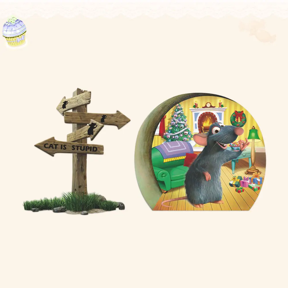 Забавная Рождественская мышиная Нора наклейка на дверь Наклейка домашнее