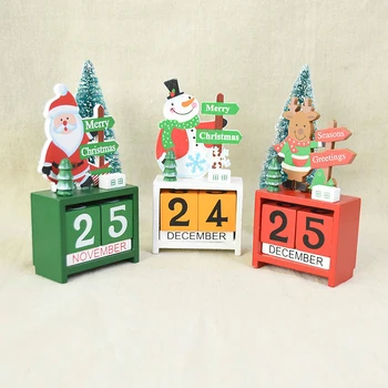 

1 Set Tabletop Christmas Advent Calendar Wooden Crafts Red Green White Wood Cube Calendars Countdown To Xmas Decoration Supplies