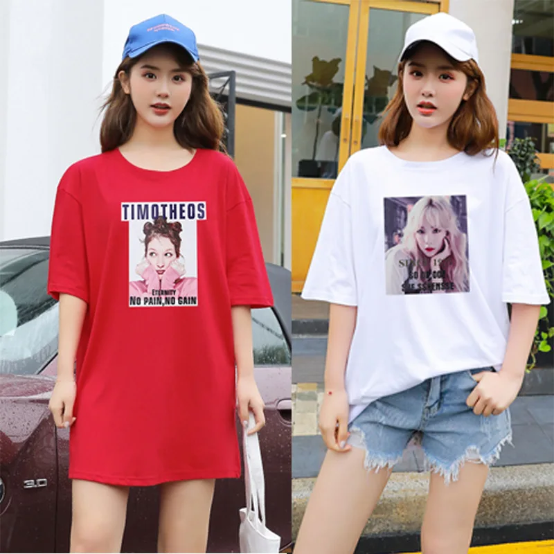  Pure Cotton Short-sleeved T-shirt Women's 2020 New Style Summer Loose Plus-sized Mid-length Casual 