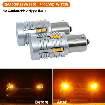 

2x Amber Car 7440 W21W T20 LED Front Turn Signal Lights Bulbs For Skoda Octavia A5 A7 2 Fabia Yeti BMW E60 F30 X5 E53 Inifiniti