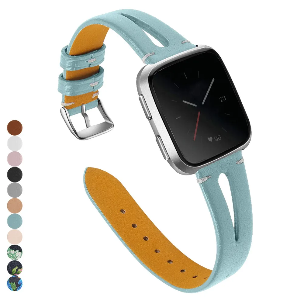 Heang Печать Тонкий ремешок для часов из натуральной кожи совместим с Fitbit Versa 2/Versa Lite& SE/Fitbit Versa