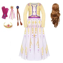 Г. Нарядное платье принцессы Анны для девочек, костюм Анны для ролевых игр с 3D принтом, костюм на Хэллоуин парик Анны, детское рождественское праздничное платье