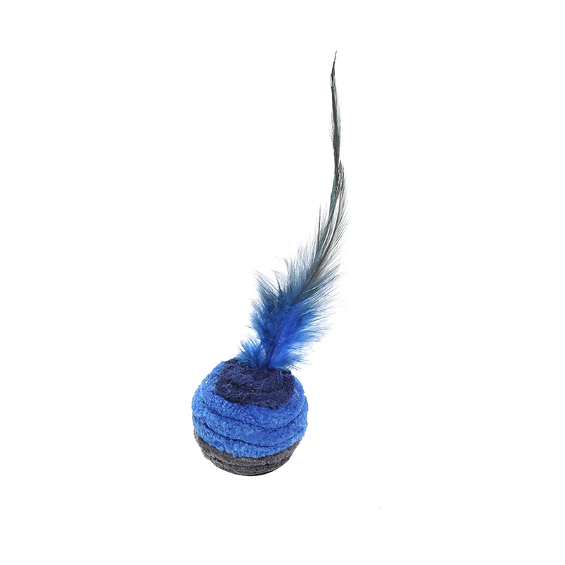 New Cat Self-excited Toy Dark Blue Series Feather Toy Home Anti-depression Plush Rope Winding