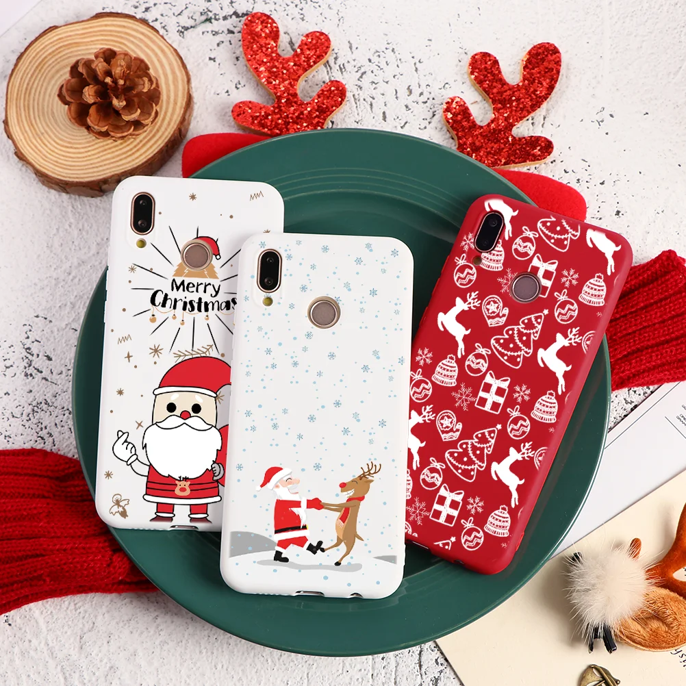 

Christmas Deer New Year Silicone Case For Huawei Mate 30 20 Lite P8 P9 P10 P20 P30 Pro P Smart Y9 Prime Y6 Y7 Pro 2019 TPU Cover