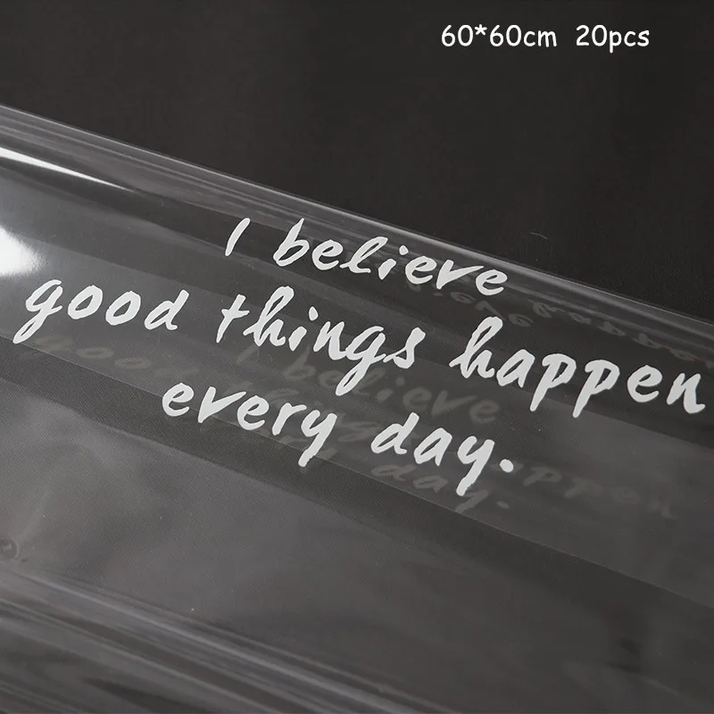 

20pcs OPP English Transparent Cellophane Bouquet Flowers Wrapping Paper Material Handmade Wrapping Paper Flower Shop