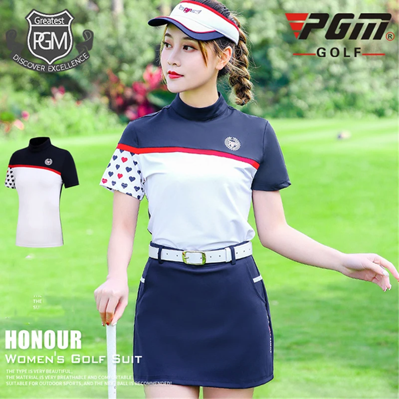 Женская футболка для гольфа PGM Хлопковая полосатая одежда с коротким рукавом
