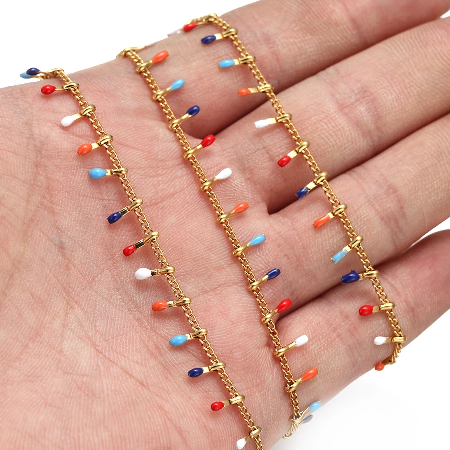 Semitree 1 метр из нержавеющей стали красочные эмалевый листочек цепи составные