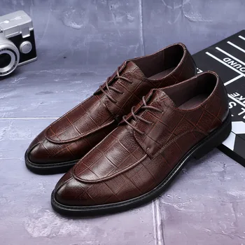 

Men Shoes Lace-up Crocodile Pattern Business Formal Wear Leather Shoes Leather Oxfords