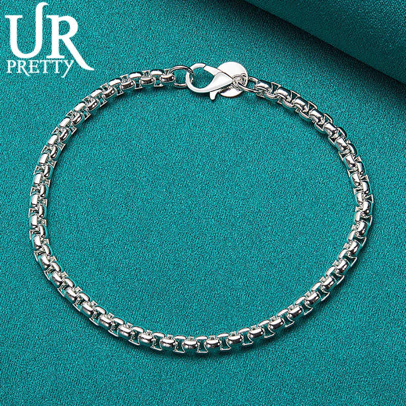 

URPRETTY New 925 Sterling Silve All-Match Chain Bracelet For Man Women Wedding Party Engagement Charm Jewelry