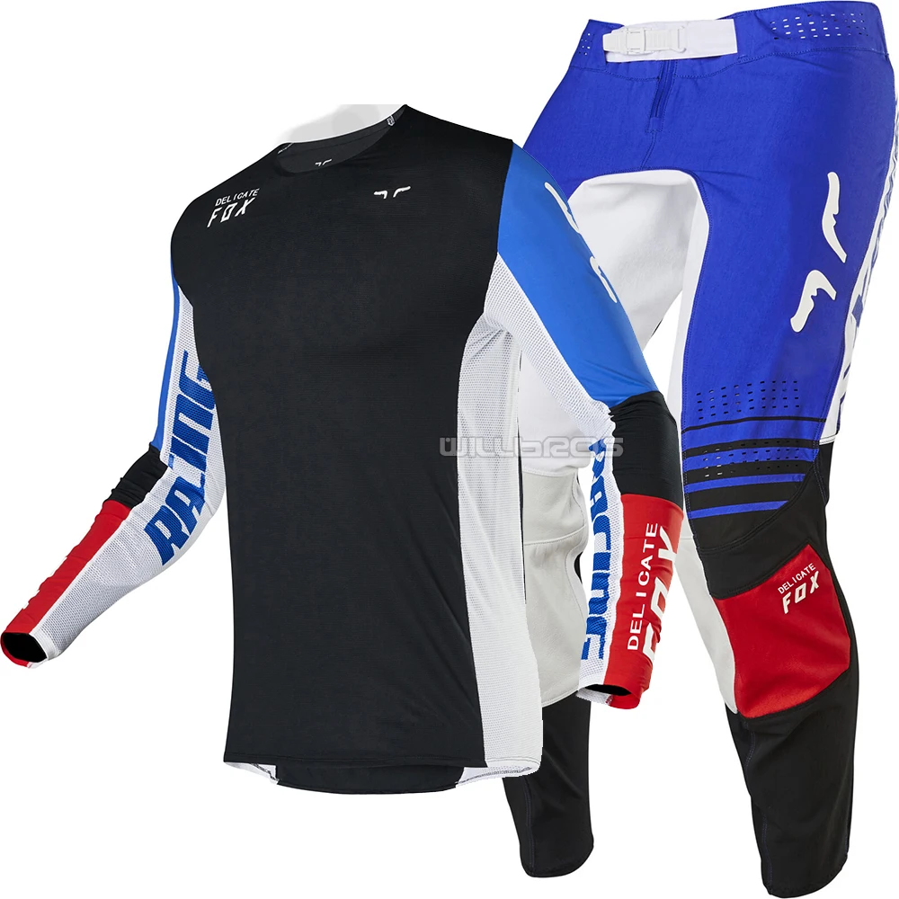 

Free shipping 2020 Delicate Fox MX ATV 360 Flexair Honr Mens MX Offroad Jersey Pant Black Blue Motocross Adult Gear Combo