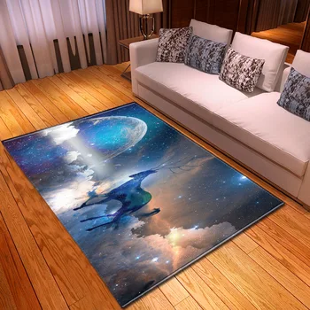 

Creative Hallway Carpets Home Bedroom Elk Mat Modern Living Room Floor Mat 3D Printing Children Non-slip Starry Decoration Rugs