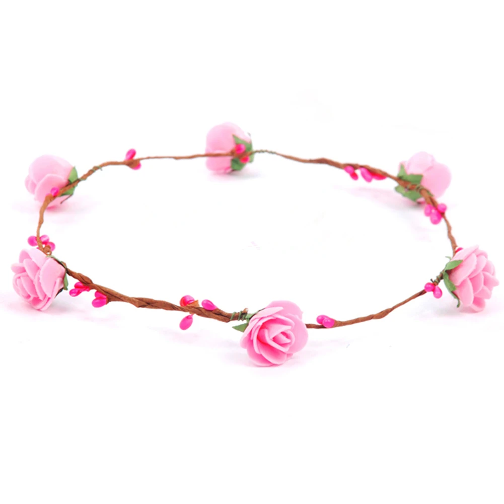 12pcs Multicolor Artificial Rose Flower Head Garland Wedding Bridal Tiara Wreath Hair Garlands Simulation Floral Headband O17