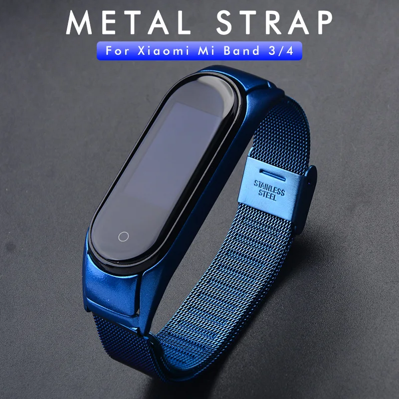 Stainless Steel Strap For XiaoMi Mi Band 4 Metal Straps Mi Band 3 Wrist Strap Miband 3 4 Replaceable Smart watch Belt Bracelet