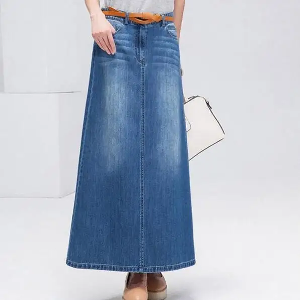 ladies denim maxi skirt