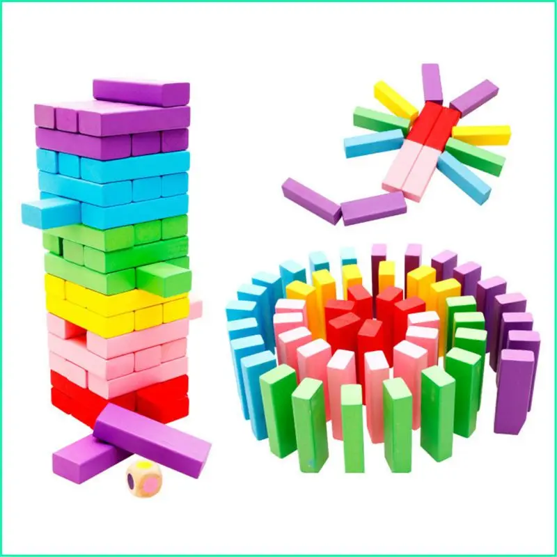 

Wooden Stacking Board Games Building Blocks for Kids - 48 Pcs R9UE