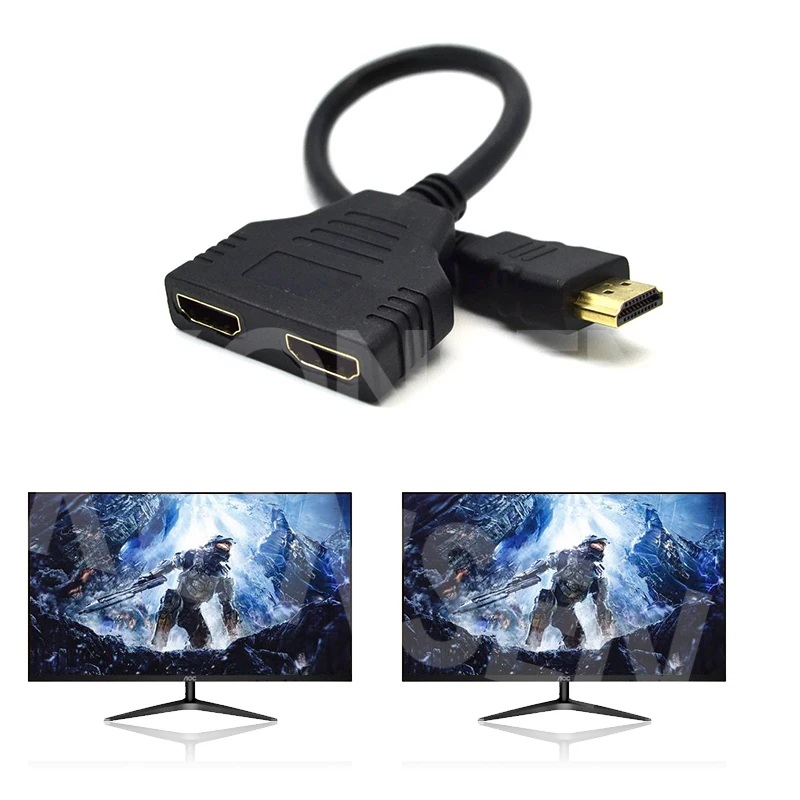 Переходник-разветвитель HDMI 1 вход 2 выхода штекер на HD 1080P для игр видео