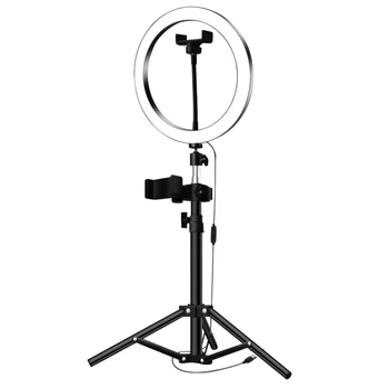 

LED Ring Light 16 cm 5600K Dimmable Selfie Ring Lamp with 50 cm Tripod Phone Holder USB Plug Photography Lighting