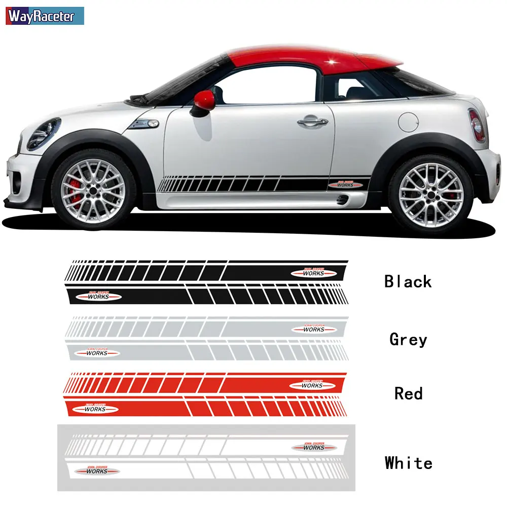2 шт. стикер на дверь автомобиля боковая полоса юбка наклейка для MINI Cooper R56 F56 F55 R50