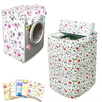 

Washing Machine Cover Fridge Cotton Linen Refrigerator Organizer Dust Covers Geometric Household Home Bathroom Cleaning Covers