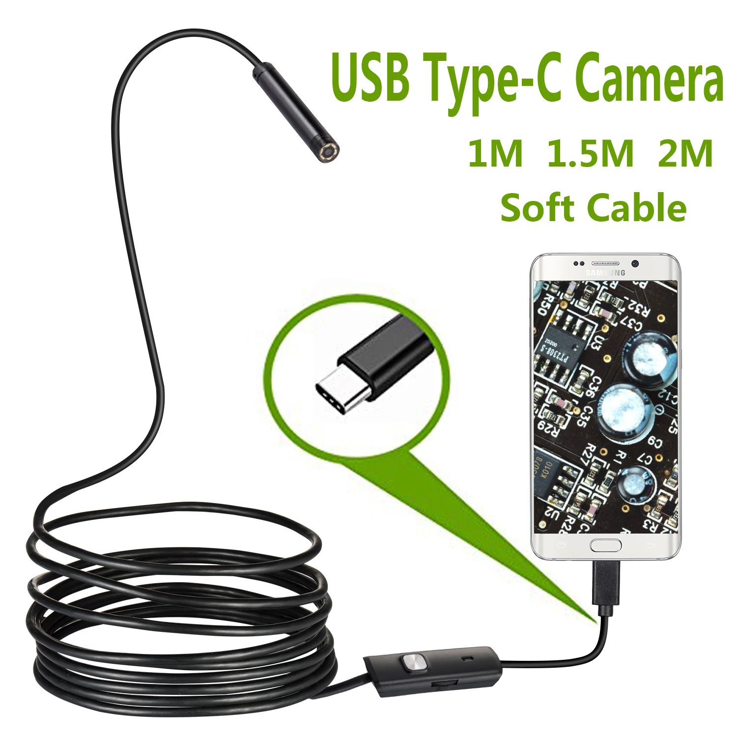 Камера для осмотра USB Snake IP67 Водонепроницаемый Бороскоп C Type Samsung Galaxy S9/S8 Google Pixel Nexus