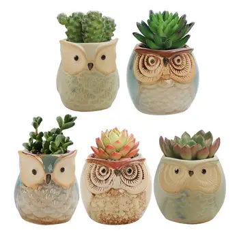 

5PCS Flower Pot Plant Pot Macetas Planter Flowerpot Mini Ceramic Succulent Plant Potted Planters For Garden Home (Random Style)