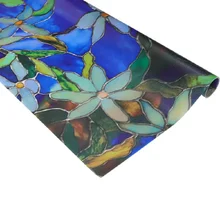 Витражная стеклянная пленка с цветочным узором, статическая Защита от УФ-лучей, защита конфиденциальности, многоразовые оконные двери, шкаф для одежды, сделай сам