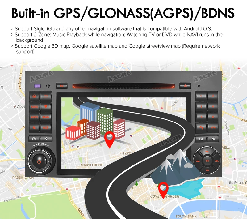 Perfect A-Sure 2 Din 8 Core 4G Android 9.0 Auto Radio GPS DVD Player Navigation For Mercedes-Benz A/B Sprinter Vito Viano VW Crafte 22