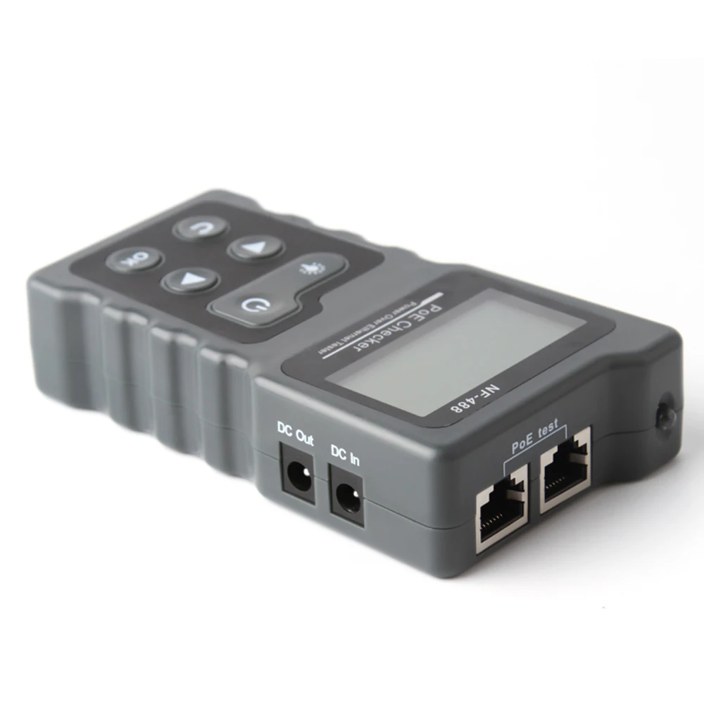 NF-488 PoE checker Многофункциональный ЖК-тестер сетевого кабеля тестер напряжения и тока для мониторинга безопасности