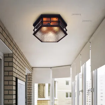 

American LED Retro Glass Ceiling Lights Nordic Bedroom Ceiling Lighting Living Room Modern Ceiling Light Warm Light Fixtures