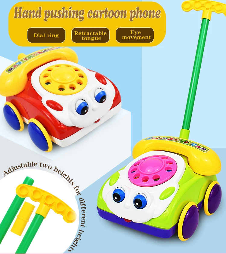 Игрушки-ходунки, пластиковые игрушки на колесиках, Мультяшные игрушки со смайликом, музыкальный телефон, автомобиль, Многофункциональные Игрушки для раннего развития, детские товары, подарки