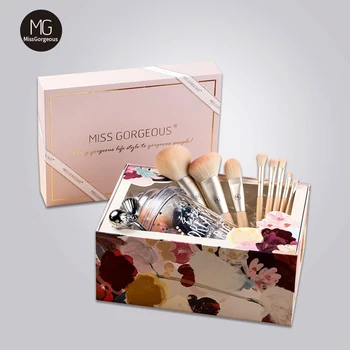 

Miss Gorgeous Makeup Brushes Set Cosmetic Powder Eye Shadow Blusher Brush With Beauty Make Up Sponge Remover Holiday Gifts Box