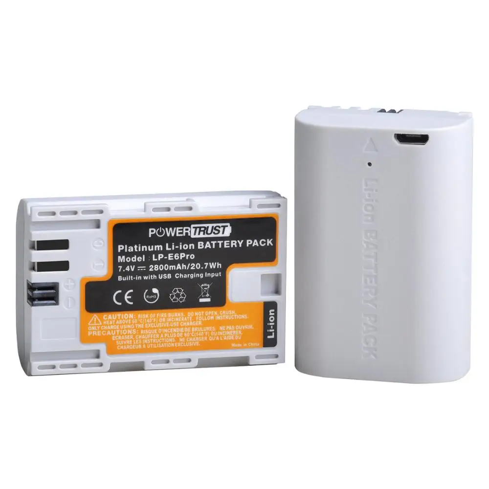PowerTrust LP-E6 LP E6 2800mAh 7,4 V LPE6 LP-E6N Аккумулятор для камеры Canon 5D Mark II III IV 5DS 5DS R EOS 6D 70D 80D камера s - Цвет: 2 LP-E6 Battery