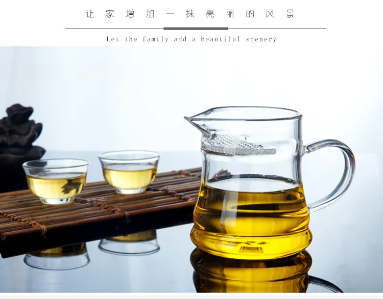 Manufacturers Wholesale Crescent Pitcher Filter Hole Tea Pot Transparent Glass Thick Free Simplicity Tea Cup