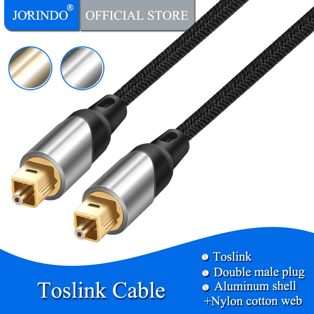Цифровой оптический аудио кабель, JORINDO 15FT мужчина Toslink кабель SPDIF с нейлон плетеные нити Оптический Шнур для дома Театр, ТВ, PS4