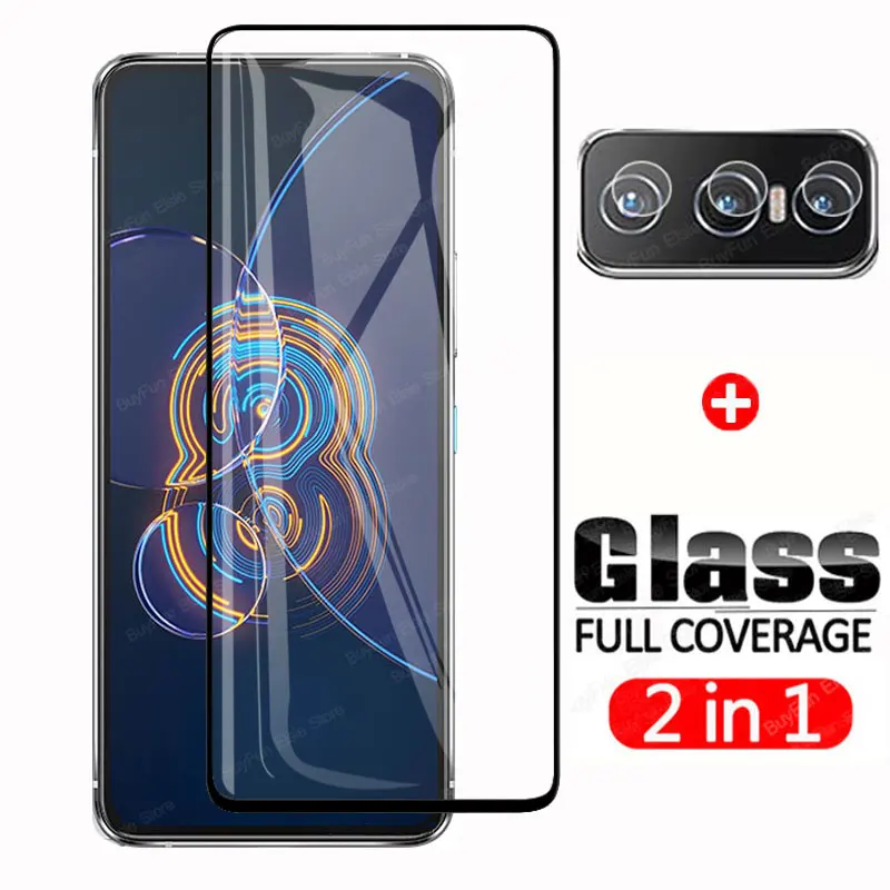 Закаленное стекло 2 в 1 для Asus Zenfone 8 Защитная пленка камеры защитное 9H | Мобильные