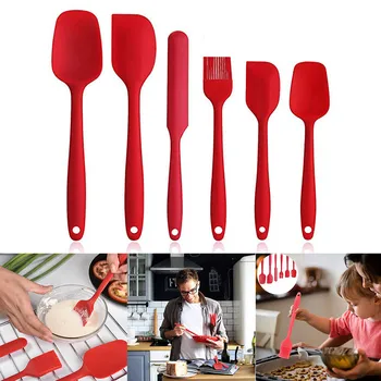 

6pcs Spatula Set Silicone Nonstick Scraper Kitchen Baking Cooking Gift New Cake Pastry Mold Blade Baking Decorating Tool B1