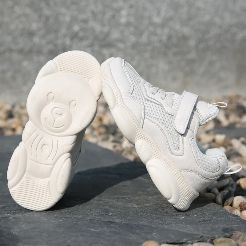 Size25-40; белая обувь; детская спортивная обувь; сетчатые дышащие кроссовки для бега; для детского сада; для девочек и мальчиков; модная Нескользящая повседневная обувь