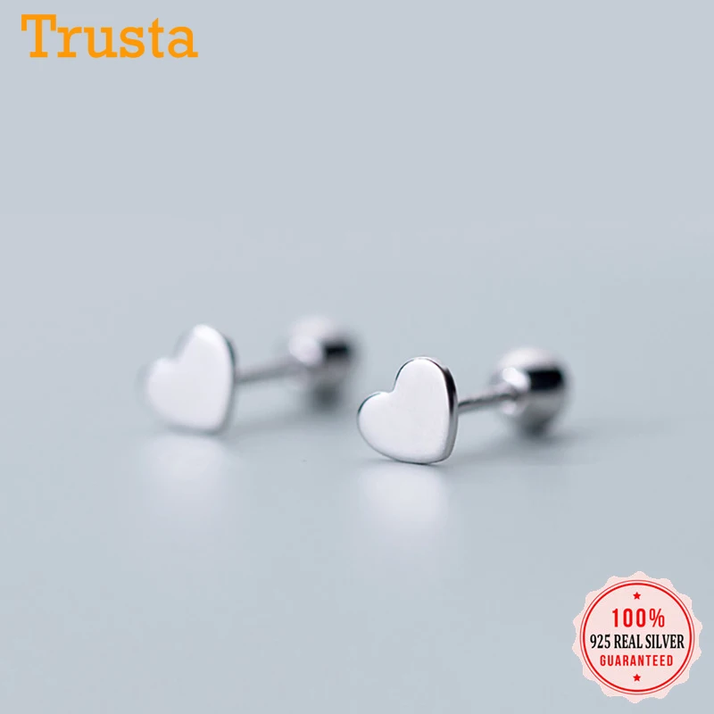 Trustdavis 100% Стерлинговое Серебро 925 пробы серьги гвоздики с сердечками для женщин