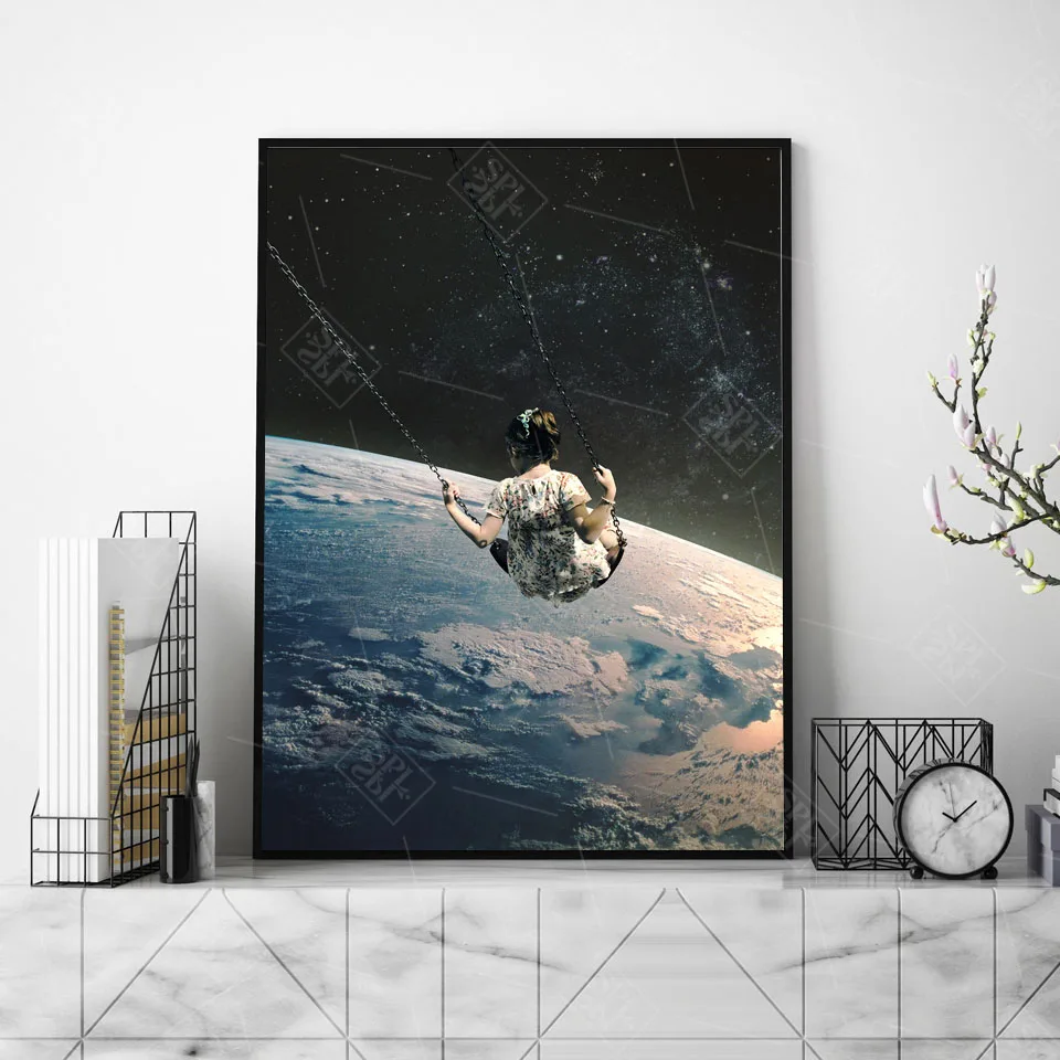Night-Sky-Art-Prints-Earth-Canvas-Posters-Surrealism-Galaxy-Space-Moon-Canvas-Painting-Swing-Cosmic-Wall (2)