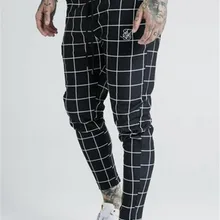 Мужские модные новые клетчатые шелковые повседневные спортивные штаны с принтом, мужские уличные хип-хоп модные обтягивающие штаны из полиэстера