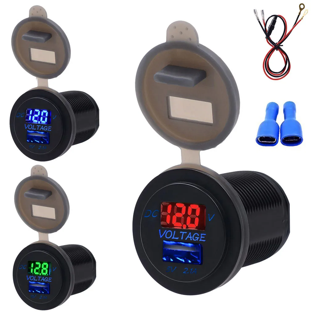 2.1A USB Автомобильное зарядное устройство адаптер питания розетка+ Вольтметр для gps, мобильного телефона, камеры автомобиля mp3 USB