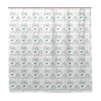 

Shower Curtain, Vintage Bikes Hipster Retro Print Customized Bathroom Shower Curtain Set with Hooks, W66 xH72