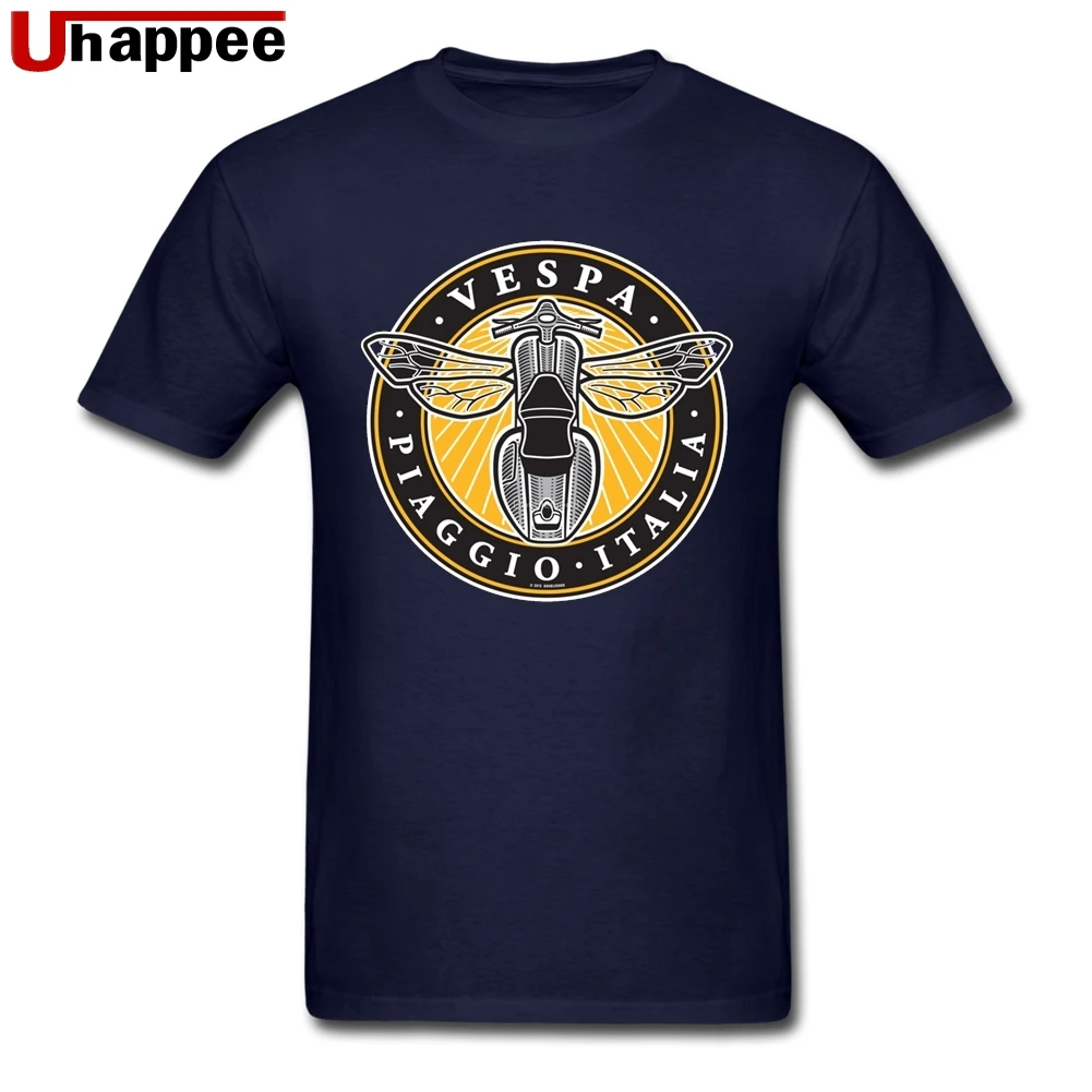 Teeshirts Vespa Motorbike Adult 90S Tee Shirt Mens Short Sleeve Cheap Price Branded Apparel - Цвет: Navy