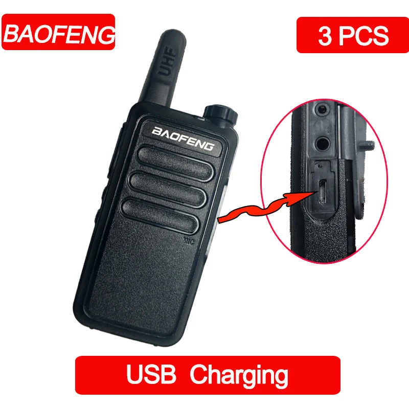 

3Pcs Baofeng BF-R5 uhf band Mini Walkie Talkie set portable USB Charge Handheld Two Way Ham Radio hunting hiking walkie talkies