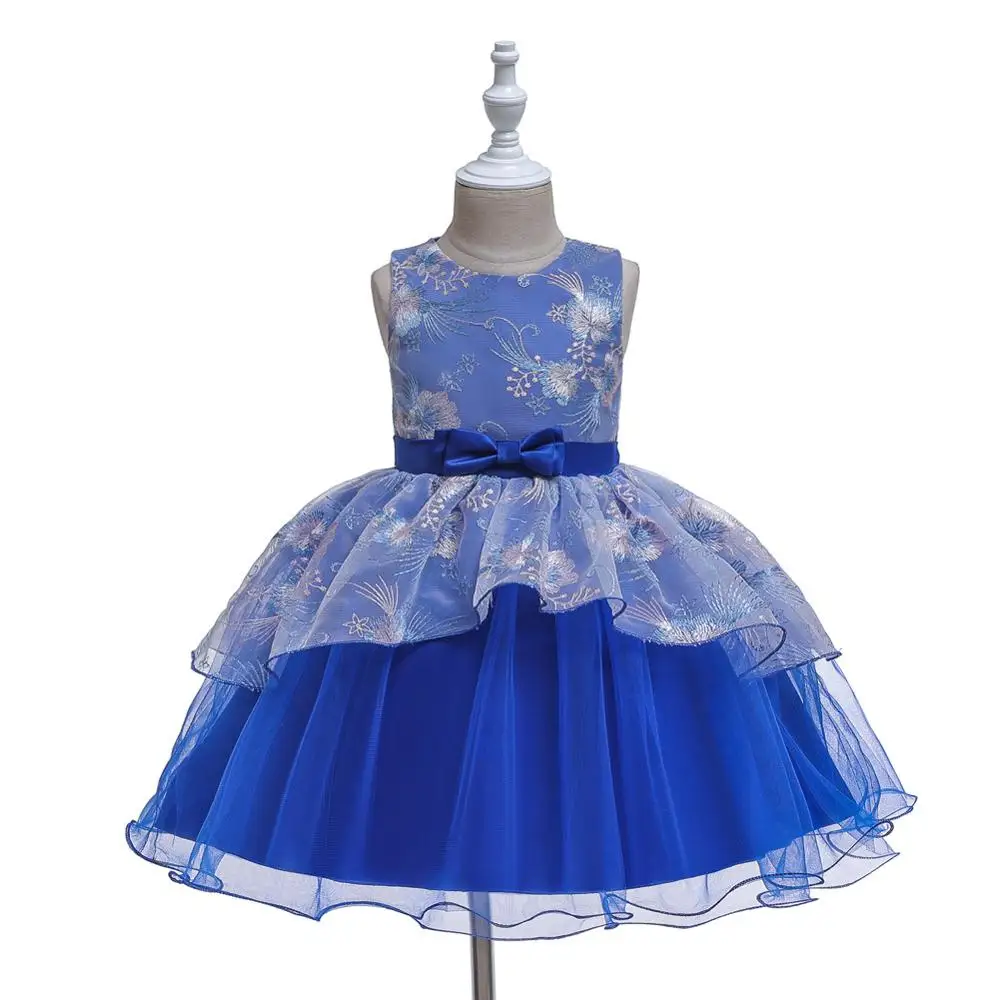 Детское платье-пачка принцессы на День рождения; праздничное платье для девочек; кружевное детское платье подружки невесты; элегантное платье для девочек; одежда для маленьких девочек - Цвет: blue