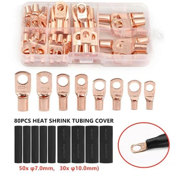 

140CPS Car Auto Copper Ring Terminal Wire Crimp Connector Bare Cable Battery Terminals Soldered Connectors Assortment Kit